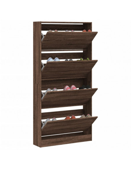 Scarpiera 4 Cassetti Ribaltabili Rovere Marrone 80x21x163,5 cm