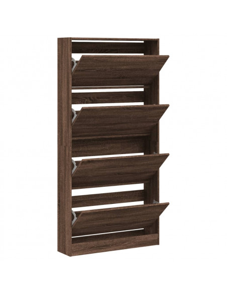 Scarpiera 4 Cassetti Ribaltabili Rovere Marrone 80x21x163,5 cm