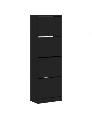 Scarpiera con 4 Cassetti Ribaltabili Nera 60x34x187,5 cm