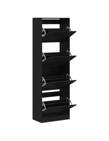 Scarpiera con 4 Cassetti Ribaltabili Nera 60x34x187,5 cm