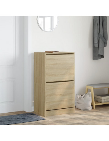 Scarpiera 2 Cassetti Ribaltabili Rovere Sonoma 60x42x108 cm