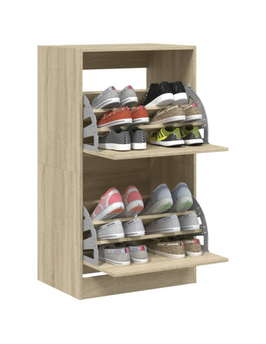 Scarpiera 2 Cassetti Ribaltabili Rovere Sonoma 60x42x108 cm