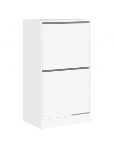 Scarpiera con 2 Cassetti Ribaltabili Bianca 60x42x108 cm
