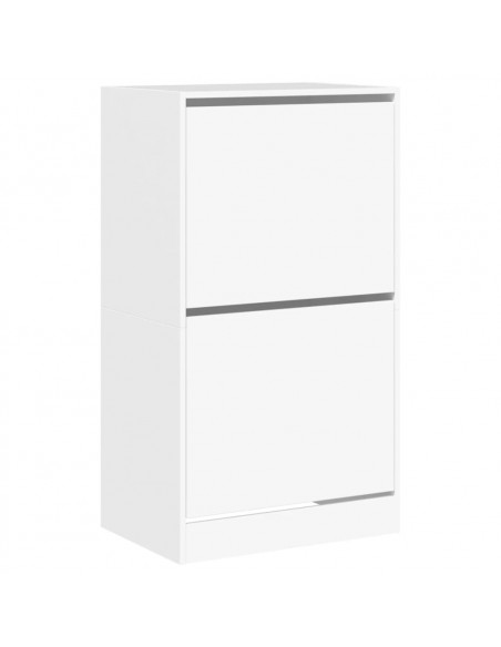 Scarpiera con 2 Cassetti Ribaltabili Bianca 60x42x108 cm