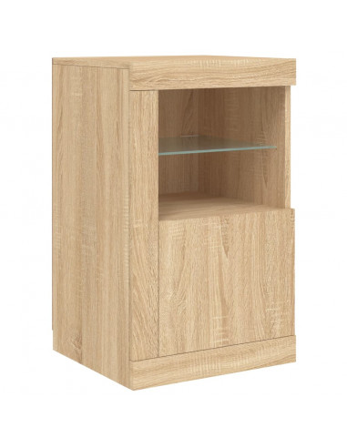 Credenza con Luci LED Rovere Sonoma 142,5x37x67 cm