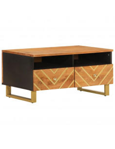 Tavolino da Salotto Marrone e Nero 80x54x40 cm Legno di Mango 2