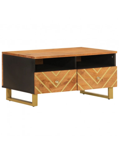 Tavolino da Salotto Marrone e Nero 80x54x40 cm Legno di Mango