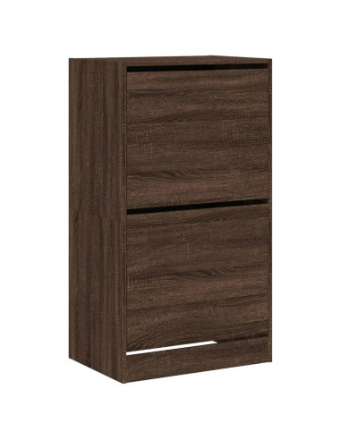 Scarpiera con 2 Cassetti Ribaltabili Rovere Marrone 60x42x108cm