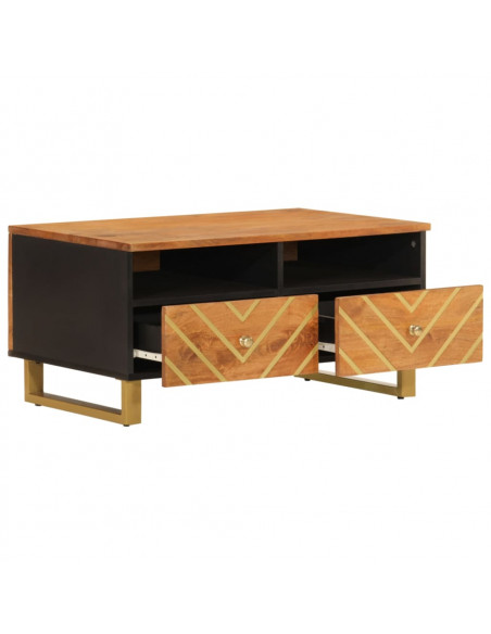 Tavolino da Salotto Marrone e Nero 80x54x40 cm Legno di Mango