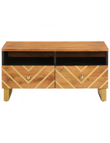 Tavolino da Salotto Marrone e Nero 80x54x40 cm Legno di Mango