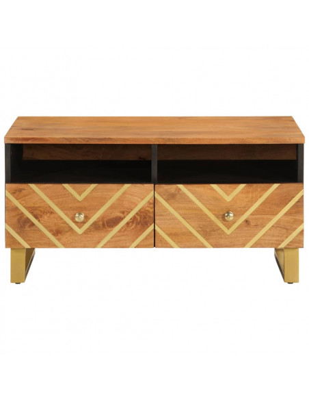 Tavolino da Salotto Marrone e Nero 80x54x40 cm Legno di Mango