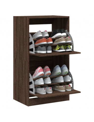 Scarpiera con 2 Cassetti Ribaltabili Rovere Marrone 60x42x108cm