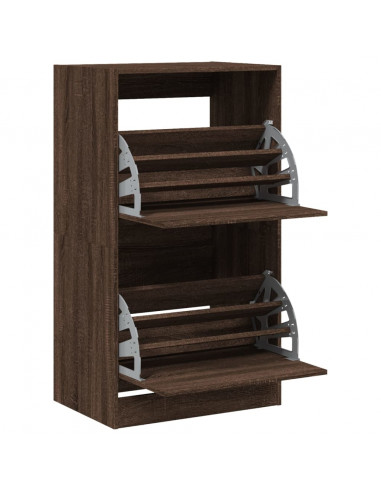 Scarpiera con 2 Cassetti Ribaltabili Rovere Marrone 60x42x108cm