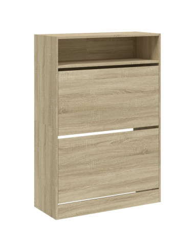 Scarpiera 2 Cassetti Ribaltabili Rovere Sonoma 80x34x116 cm