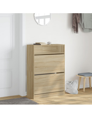 Scarpiera 2 Cassetti Ribaltabili Rovere Sonoma 80x34x116 cm