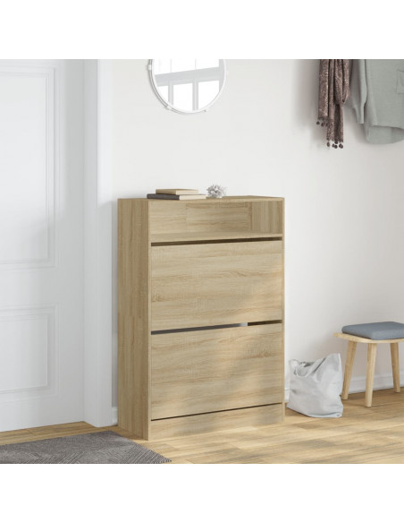 Scarpiera 2 Cassetti Ribaltabili Rovere Sonoma 80x34x116 cm