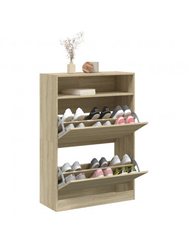 Scarpiera 2 Cassetti Ribaltabili Rovere Sonoma 80x34x116 cm