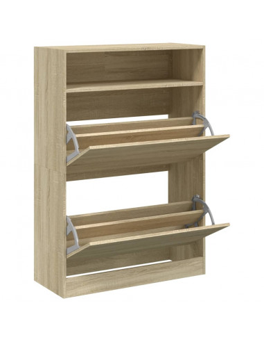 Scarpiera 2 Cassetti Ribaltabili Rovere Sonoma 80x34x116 cm