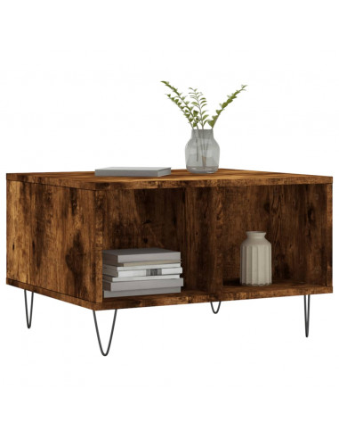 Tavolino da Salotto Rovere Fumo 60x50x36,5 cm Legno Multistrato