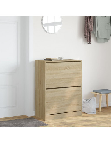 Scarpiera 2 Cassetti Ribaltabili Rovere Sonoma 80x42x108 cm