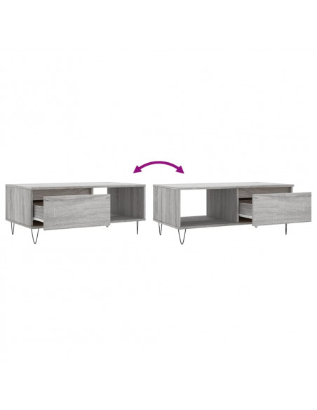 Tavolino Salotto Grigio Sonoma 90x50x36,5 cm Legno Multistrato