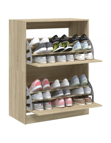 Scarpiera 2 Cassetti Ribaltabili Rovere Sonoma 80x42x108 cm