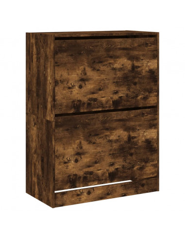 Scarpiera con 2 Cassetti Ribaltabili Rovere Fumo 80x42x108 cm