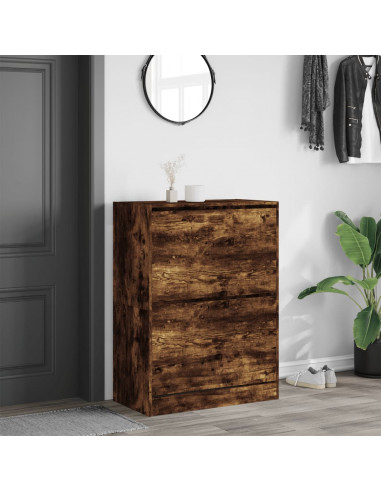 Scarpiera con 2 Cassetti Ribaltabili Rovere Fumo 80x42x108 cm