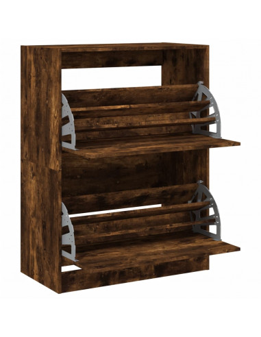 Scarpiera con 2 Cassetti Ribaltabili Rovere Fumo 80x42x108 cm