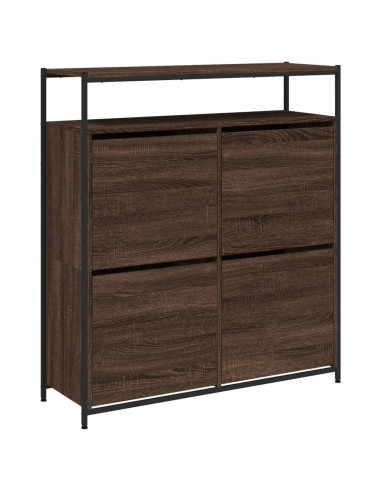 Scarpiera 4 Cassetti Ribaltabili Rovere Marrone 100x34x112 cm