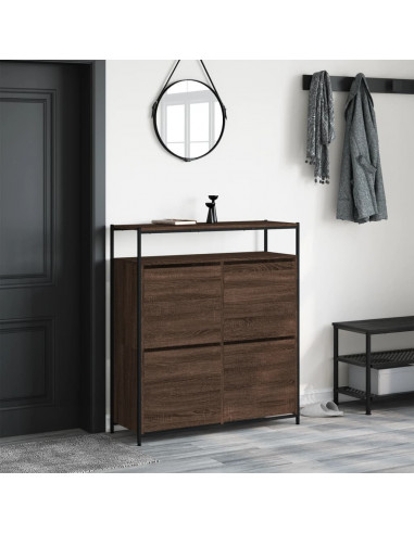 Scarpiera 4 Cassetti Ribaltabili Rovere Marrone 100x34x112 cm