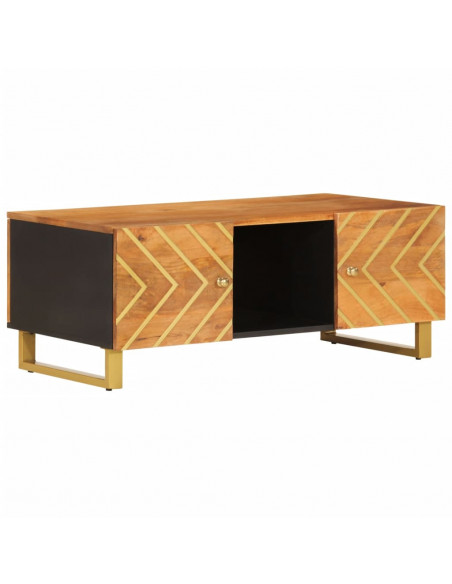 Tavolino da Salotto Marrone e Nero 100x54x40 cm Legno di Mango