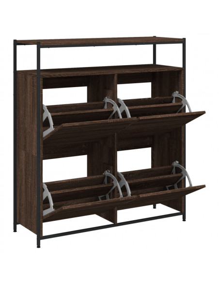 Scarpiera 4 Cassetti Ribaltabili Rovere Marrone 100x34x112 cm