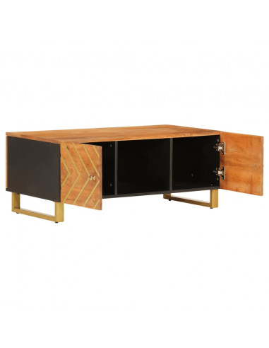 Tavolino da Salotto Marrone e Nero 100x54x40 cm Legno di Mango