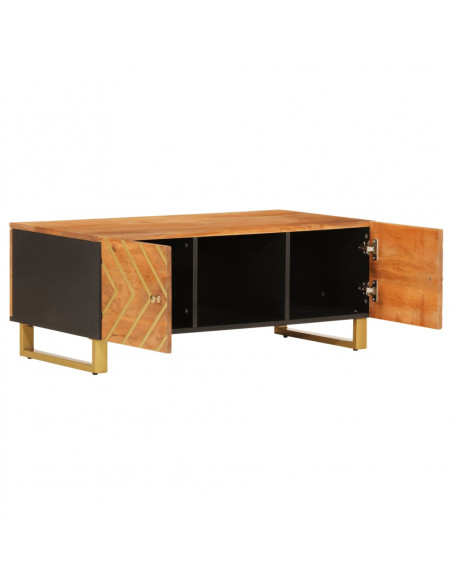 Tavolino da Salotto Marrone e Nero 100x54x40 cm Legno di Mango
