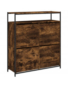 Scarpiera con 4 Cassetti Ribaltabili Rovere Fumo 100x34x112 cm 2