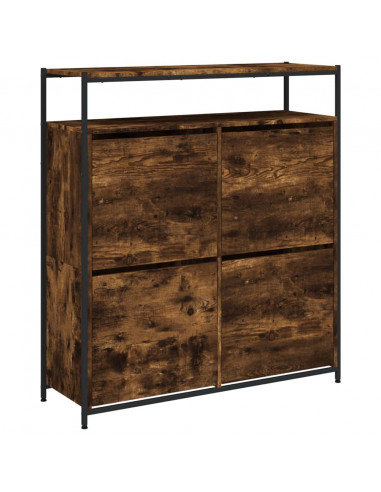 Scarpiera con 4 Cassetti Ribaltabili Rovere Fumo 100x34x112 cm