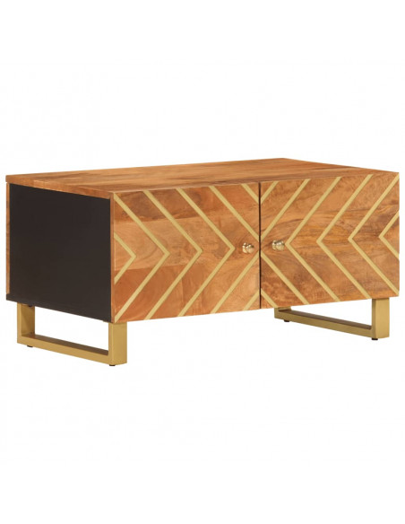 Tavolino da Salotto Marrone e Nero 80x50x40 cm Legno di Mango