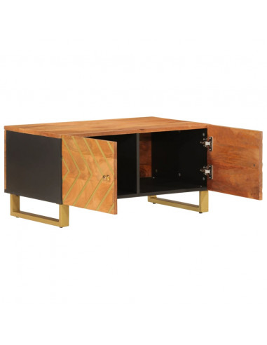 Tavolino da Salotto Marrone e Nero 80x50x40 cm Legno di Mango
