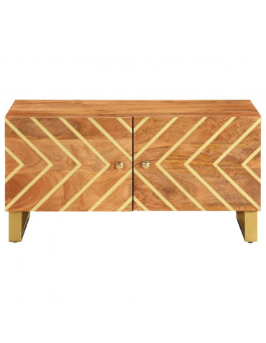 Tavolino da Salotto Marrone e Nero 80x50x40 cm Legno di Mango