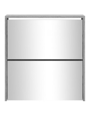 Scarpiera con Specchio a 2 Livelli Grigio sonoma 63x17x67 cm