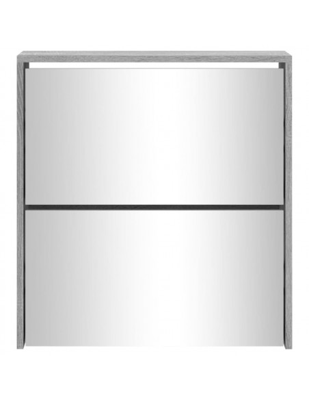 Scarpiera con Specchio a 2 Livelli Grigio sonoma 63x17x67 cm