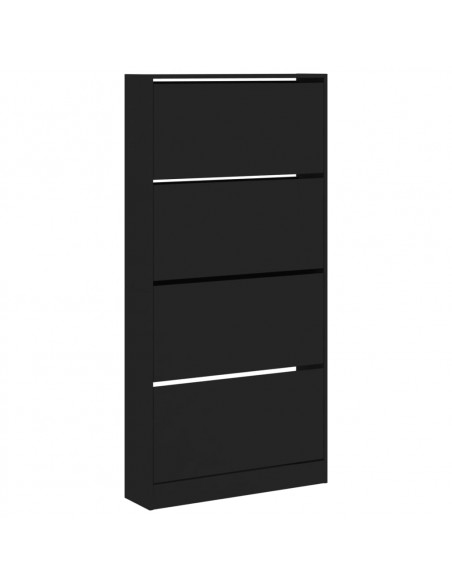 Scarpiera con 4 Cassetti Ribaltabili Nera 80x21x163,5 cm