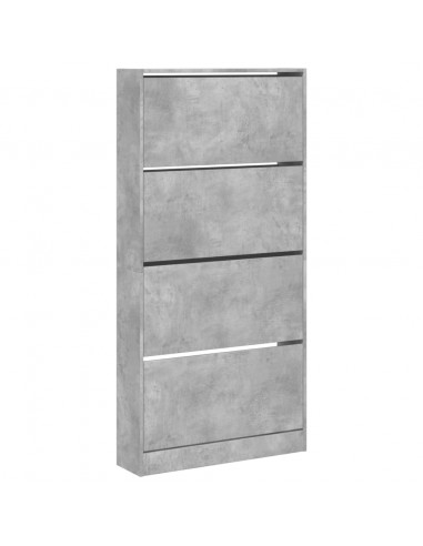 Scarpiera 4 Cassetti Ribaltabili Grigio Cemento 80x21x163,5 cm
