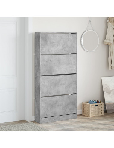 Scarpiera 4 Cassetti Ribaltabili Grigio Cemento 80x21x163,5 cm