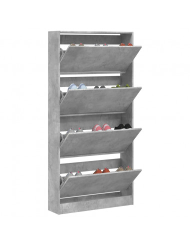 Scarpiera 4 Cassetti Ribaltabili Grigio Cemento 80x21x163,5 cm