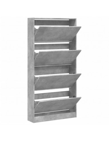 Scarpiera 4 Cassetti Ribaltabili Grigio Cemento 80x21x163,5 cm