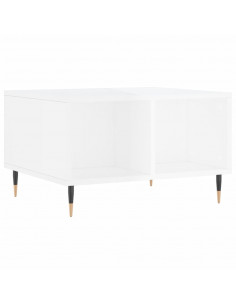 Tavolino Salotto Bianco Lucido 60x50x36,5 cm Legno Multistrato 2