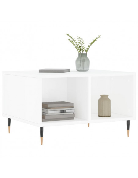 Tavolino Salotto Bianco Lucido 60x50x36,5 cm Legno Multistrato