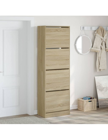 Scarpiera 4 Cassetti Ribaltabili Rovere Sonoma 60x34x187,5 cm